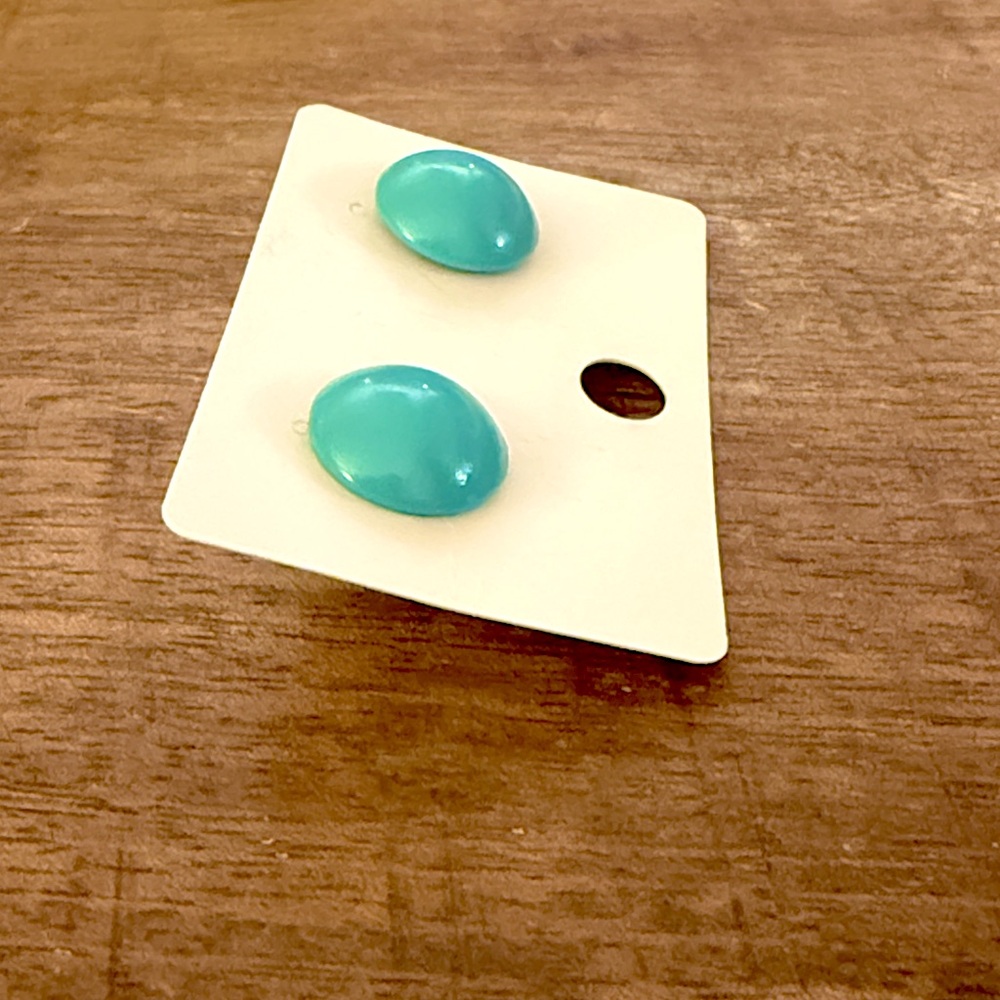 Turquoise Boho Stud Earrings - Picture 2 of 3